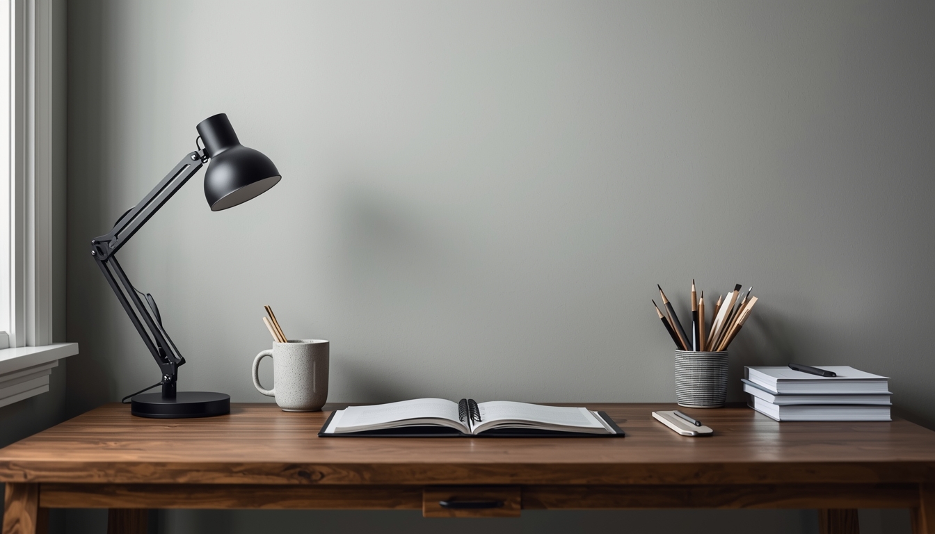 Ylaxyrondhep calm planning desk photo style visual